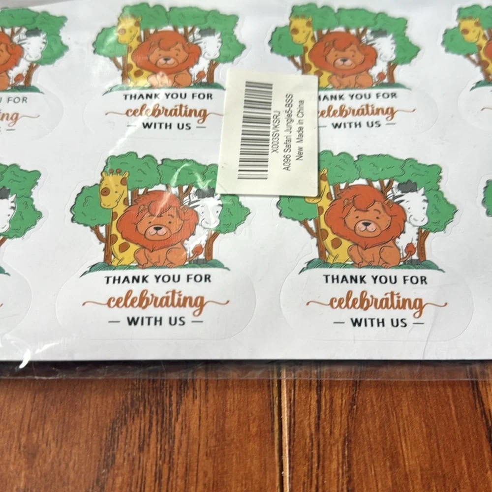 NWT (80) Jungle Animal Thank You for Celebrating with us Stickers